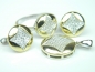 Set bijuterii argint rodiat si aurit, inel, cercei si pandantiv, zirconii