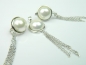 Set bijuterii argint rodiat, aspect aur alb, cercei si pandantiv, perle