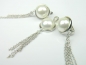 Set bijuterii argint rodiat, aspect aur alb, cercei si pandantiv, perle
