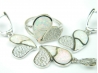 Set bijuterii argint rodiat, aspect aur alb, patru piese, opal alb si zirconii