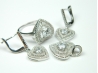 Set bijuterii argint rodiat, aspect aur alb, inel, cercei, pandantiv, zirconii